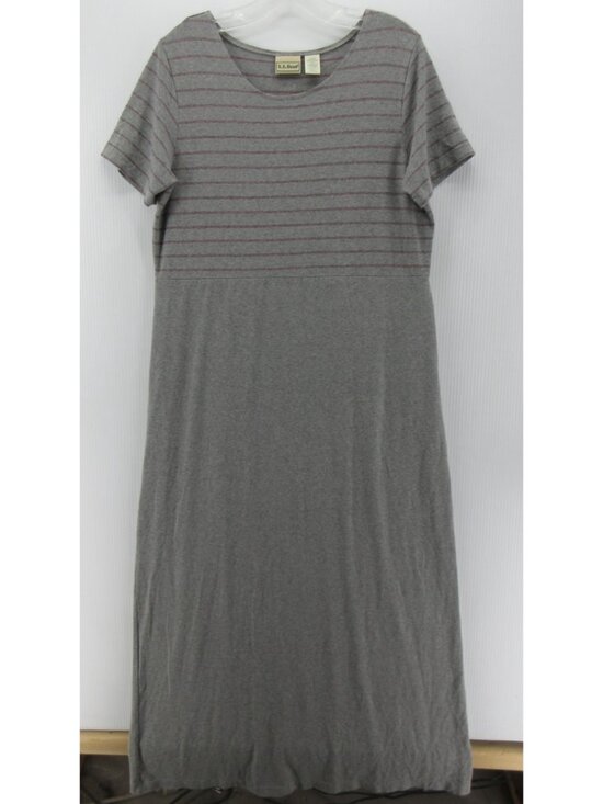 L.L. Bean Dresses & Skirts - VINTAGE LL Bean Dress Large Shirt Maxi Striped Pullover Stretch Knit